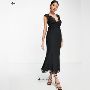 ASOS Design Chiffon Dress with Appliqué Lace - Size 12